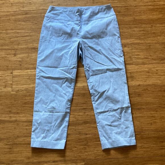 Crown & Ivy Blue & White Striped Stretch Pull On Capris, Size 4 - Picture 4 of 7